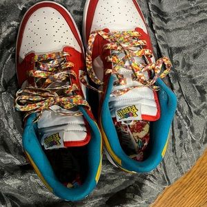 Nike dunk low fruity pebbles worn once men size 8 but woman 9.5